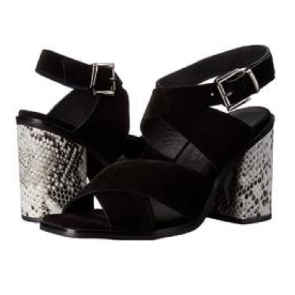 Revolve Sol Sana Whitney Snake Print Block Heel Sandals